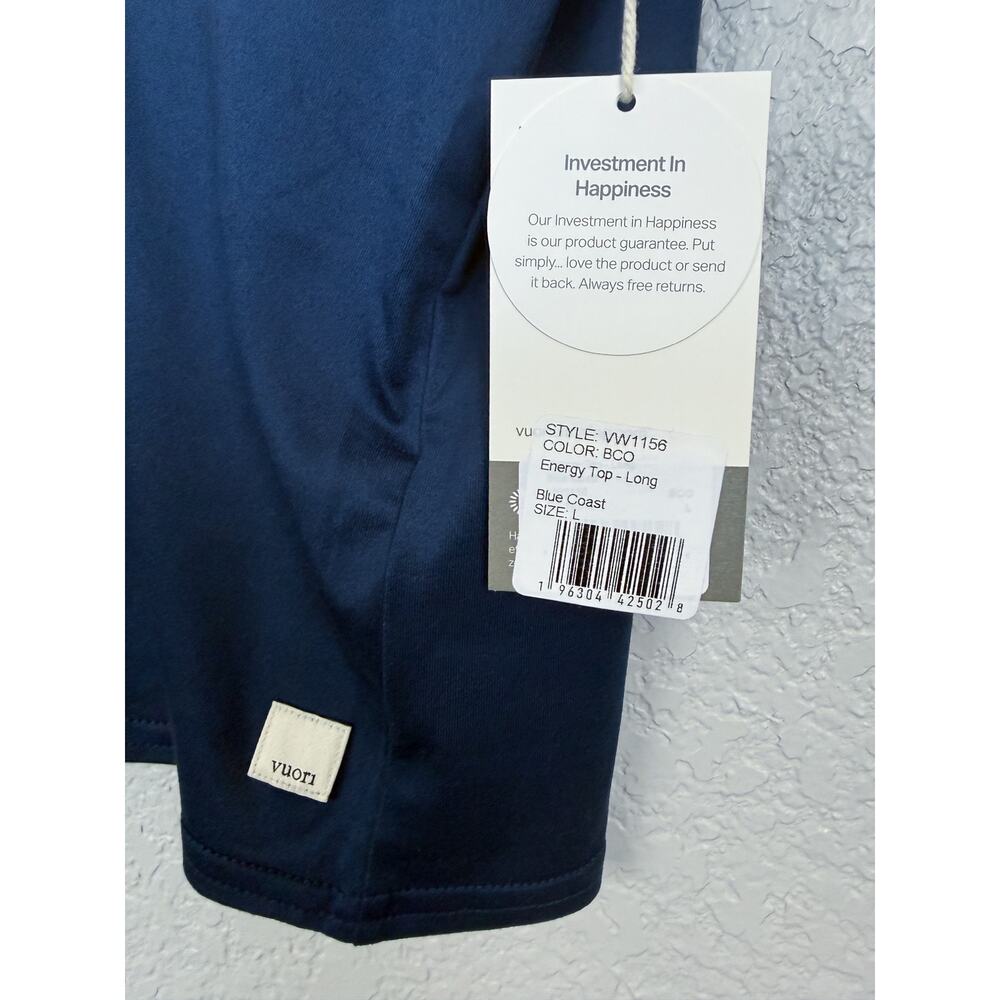 Vuori Energy Top Long Blue Coast L Jersey Stretch Lightweight Performance NWT - Picture 3 of 9